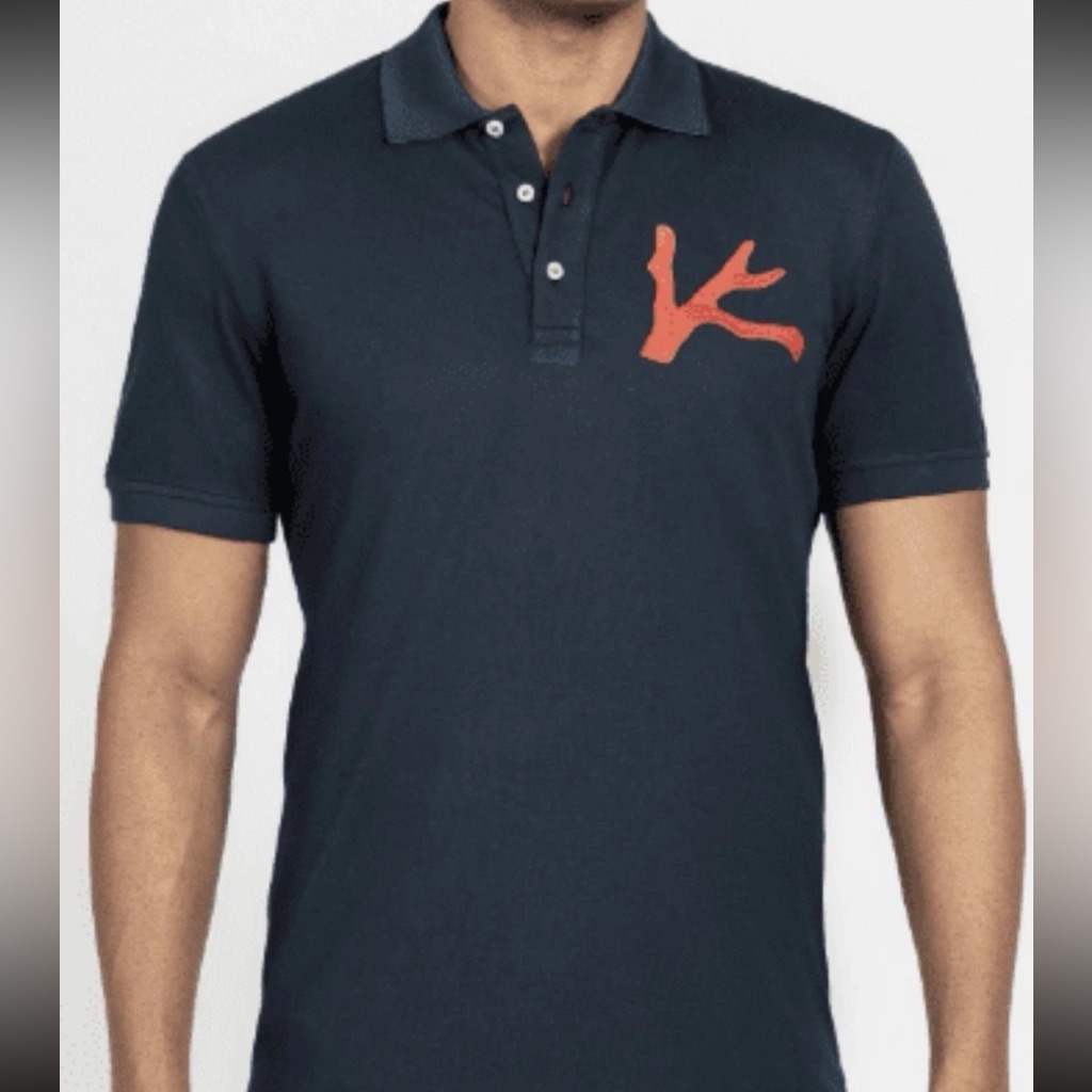 Isaia Men’s Size 2xl Embroidered Logo Polo Navy Blue Made In Italy 100% Cotton